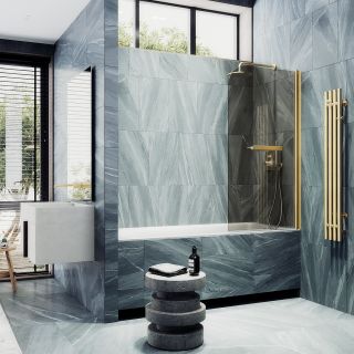 Шторка на ванну MaybahGlass MGV-765-3 40см золото